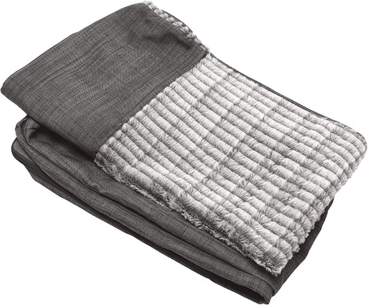 Furhaven Replacement Dog Bed Cover Luxe Faux Fur & Performance Linen Sofa-Style, Machine Washable - Charcoal, Jumbo Plus (XX-Large) by FurHaven