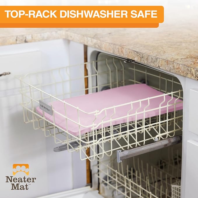 Neater Pet Brands Neater Mat Pet Mats for Food and Water, Cat & Dog Bowl Mat Waterproof Silicone, Feeding Tray, Dog Food Mats for Floors, Placemat w/Raised Edge for Under Bowls, 24" x 16", Light Pink - Image 7