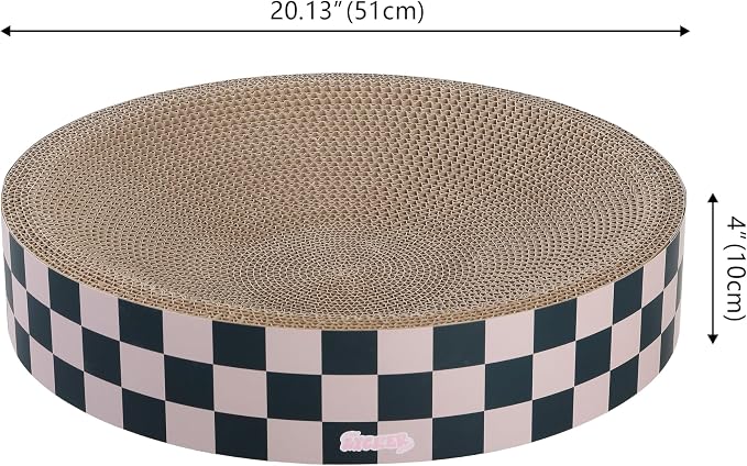 CSR1010C Nelson 20.13" Modern Cardboard Round Bowl Cat Scratcher with Catnip, Peony - Image 3