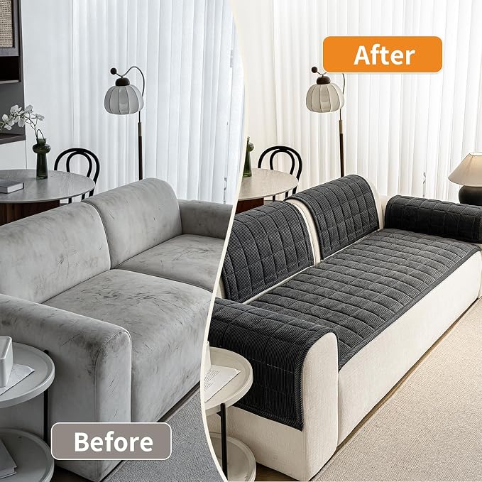Couch Covers for Dogs Washable, 27.6"x59.1" Non Slip Couch Covers for Loveseat Sofa Pet Friendly, Soft Fuzzy Sofa Covers for Pet, Dog Couch Cover Furniture Protector(1PC,Dark Grey) - Image 5