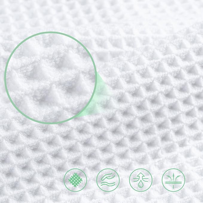 POLYTE 430 GSM Microfiber Oversize Quick Dry Lint Free Bath Towel, 60 x 30 in, 4 Pack (Waffle Weave) - Image 5