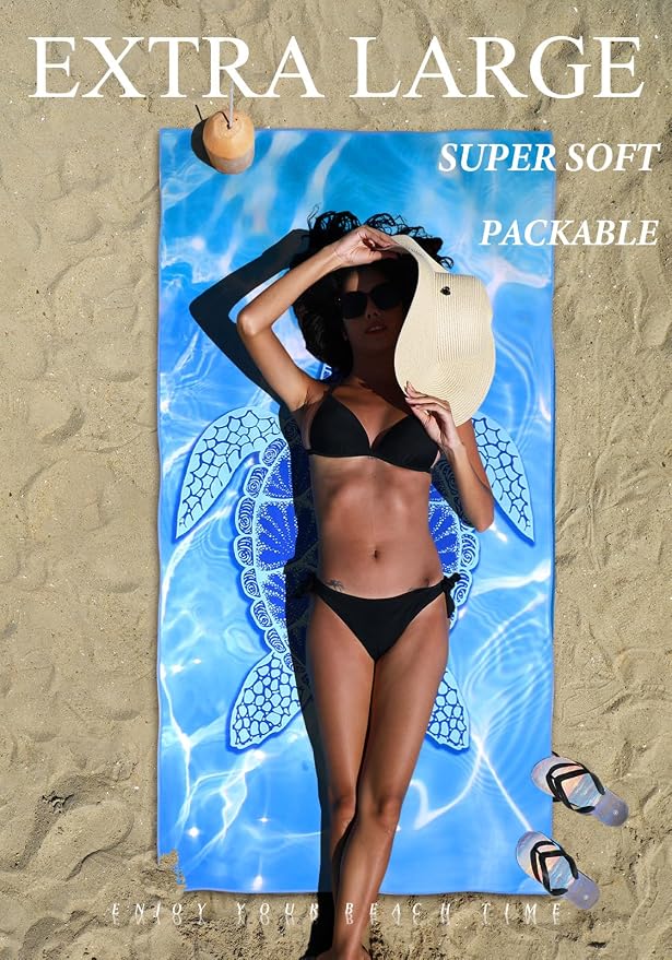 Yongoes 6 Pack Microfiber Beach Towel Oversized 71x32 Colorful Print Bulk | Lightweight Thin,Sand Free,Super Absorbent Quick Dry Large Towels for Swim Pool Bath Travel Vacation Accessories Essentials - Image 3