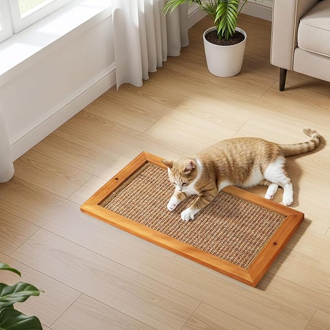 Large Cat Scratching Post for Indoor Cats - Wooden Sisal Cat Wall Scratcher, Vertical Floor or Wall Mounted Cat Scratch Pad, Furniture Protector for Adult Cats & Kittens - Image 8