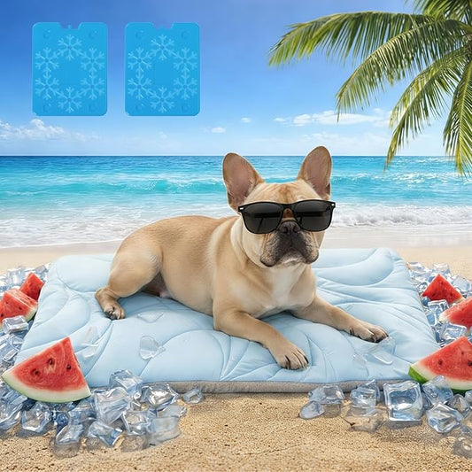 Vagascape Dog Cooling Mat 5.0 Version Built-in Ice Pack, Long-Lasting Cool | 6–8h Cooling, Ultra Thick Soft Vine Pattern Pet Cooling Mat, Washable Foldable Large Cooling Pad for Indoor, 30" x 20" by Vagascape