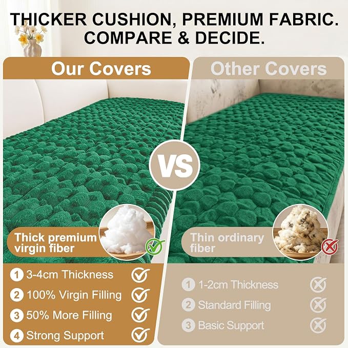 Smiry Non Slip Couch Covers for Dogs, Scratch Resistant Pet Sofa Protector | Machine Washable Soft Fuzzy Thick Furniture Cover for Sofa Loveseat Sectional Large Dogs, Emerald Green, 27.6" x 82.7" - Image 4