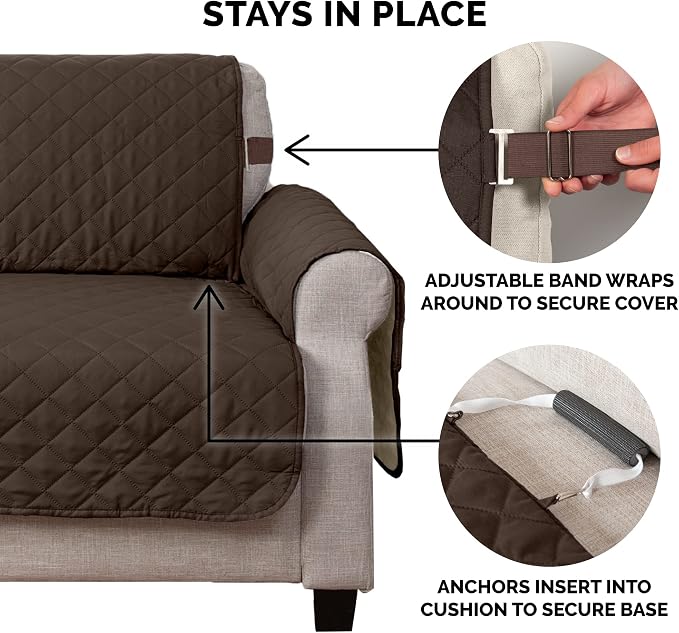 Furhaven Water-Resistant & Reversible Large Sofa/Couch Cover Protector for Dogs, Cats, & Children - Two-Tone Pinsonic Quilted Living Room Furniture Cover - Espresso/Clay, Large Sofa - Image 9
