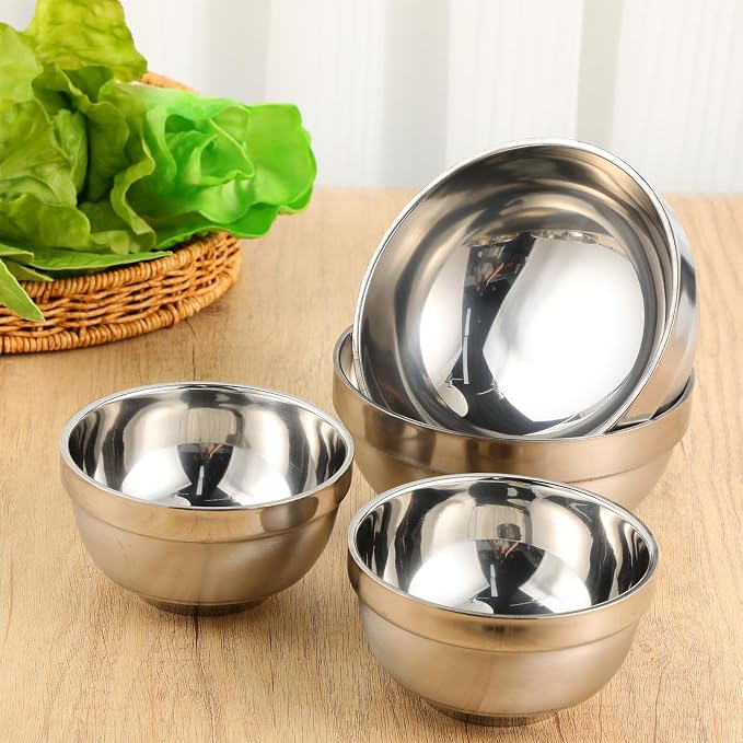 Mimorou 20 Pack 304 Stainless Steel Bowls Set 13oz 20oz Metal Double Walled Insulated Snack Mixing Lightweight Multipurpose Toddler Dinner Bowls for Ice Cream, Cereal, Snack - Image 4