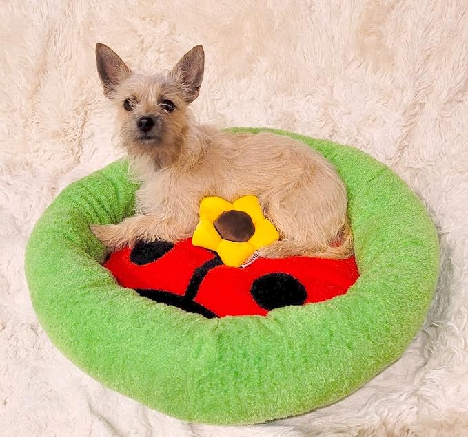 TONBO Soft Plush Small Cute and Cozy Nature Dog Cat Bed, Washer and Dryer Friendly (Ladybug) - Image 5
