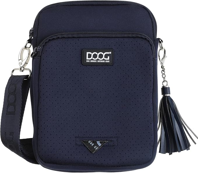 DOOG Neosport Walkie Bag - Lightweight Neoprene Dog Treat Pouch & Crossbody Shoulder Bag with Built-in Poop Bag Dispenser - Hands-Free Everyday Essentials - Navy by DOOG