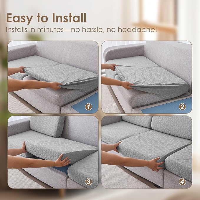Genina Waterproof Couch Cushion Covers for Pets Washable Sofa Seat Covers | Non Slip,Stretch Jacquard Fabric,Pet Hair & Scratch Protection,Easy Installation,Furniture Protector,Back Cover - Image 6