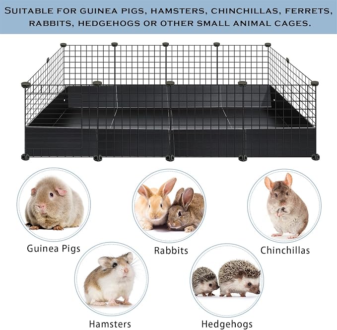 Geelin 55 × 27 Inches Black Corrugated Plastic Cage Liners Base 2 x 4 Panel Size Guinea Pig Cage Liner Waterproof Mat Hedgehogs Rabbits Bunny Small Animals Tray - Image 4