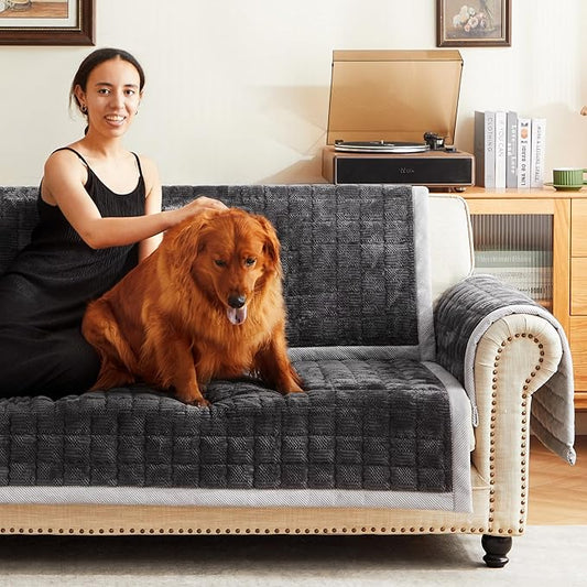 Couch Cover for Dogs Washable,Non-Slip Fuzzy Sofa Covers for Pets | Thick Soft Furniture Protector Fits Loveseat & Sectional,Against Fur&Dirt (Dark Gray, 1pc/36"x80"/Seat Cover) by Unknown