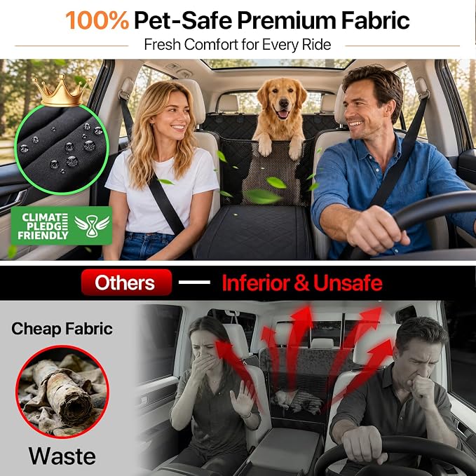Hard Bottom Dog Car Seat Cover, Back Seat Extender with Washable Mat, L | Military-Grade Protection, 650LB Support, 45% More Space for Large Dogs, Waterproof, Mesh Window, Fits SUVs & Sedans - Image 5