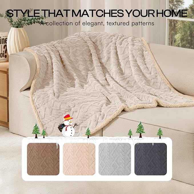 Luciphia Waterproof Blanket for Twin Bed Reversible Fleece Couch Cover | Reversible waterproof pet blanket soft fleece machine washable protect couch bed, Beige-thicken 85" x 57" - Image 5