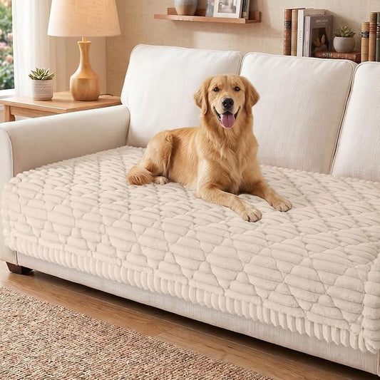 Smiry Couch Cover for Dogs Washable, Non Slip Fuzzy Pet Sofa Protector | Soft Thick Furniture Cover for Sofa, Loveseat and Sectional, Scratch & Pet Hair Resistant (Apricot, 35.4" x 88") by Smiry