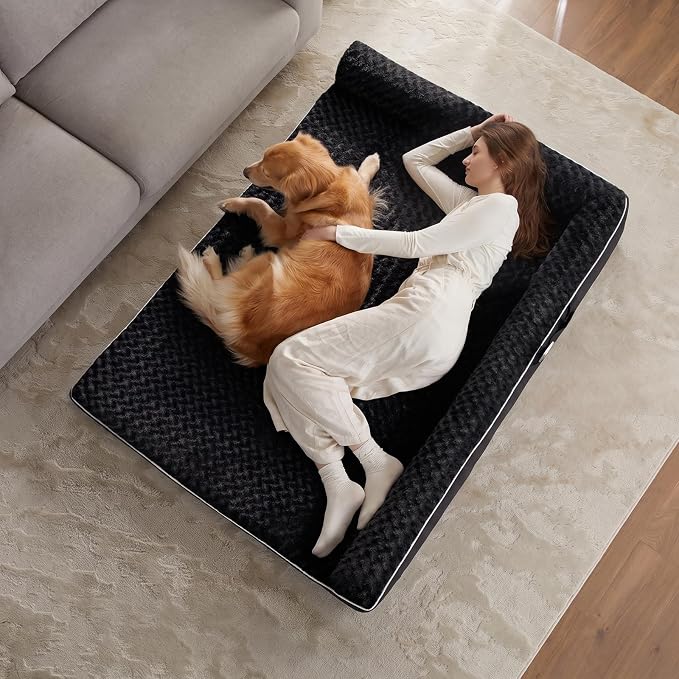 BFPETHOME Orthopedic Washable Dog Bed, Sleeping Couch for Large Senior Dogs | Deluxe Plush Rose Velvet Washable Cover, Egg Crate Foam Support, Waterproof Lining, Non-Slip Bottom, Senior Dogs - Image 5