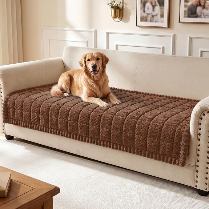 Smiry Couch Cover for Dogs, Non Slip Fuzzy Pet Sofa Covers Washable | Sofa Slipcovers for 3 Cushion Couch, Soft Thick Furniture Protector for Cats Dogs, Against Fur, Dirt, Scratch (35.4"x88") by Smiry