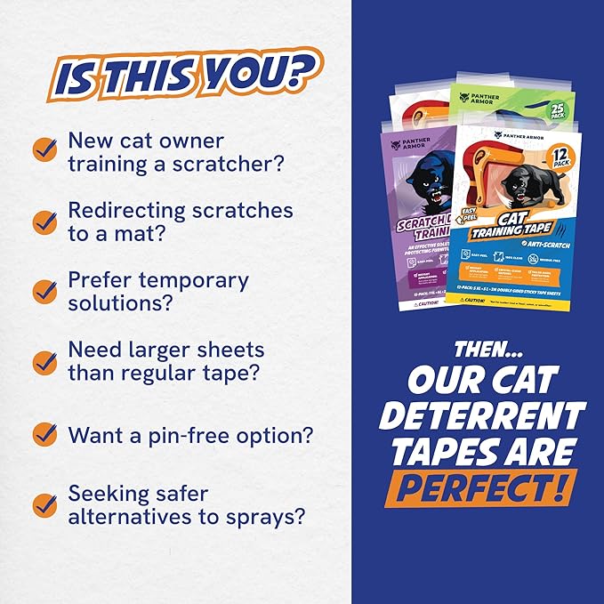 8 Pack Cat Scratch Furniture Protector Tape Sheets – Double-Sided Sticky Training (4 XL, 4 Large) – Anti-Scratch Couch & Sofa Guard – Clear – Not for Leather, Velvet, Microfiber - Image 6