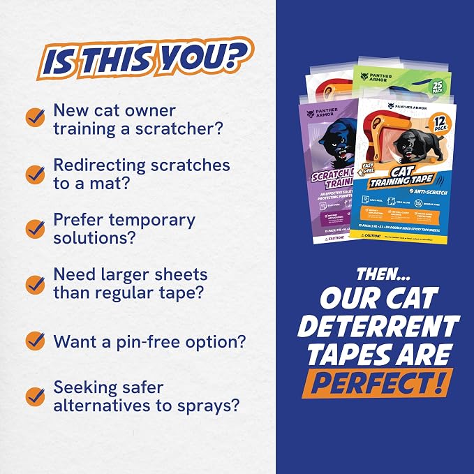 24 Pack Cat Scratch Furniture Protector Tape Sheets – Double-Sided Sticky Training (10 XL, 10 Large, 4 Medium) – Anti-Scratch Couch & Sofa Guard – Clear – Not for Leather, Velvet, Microfiber - Image 6
