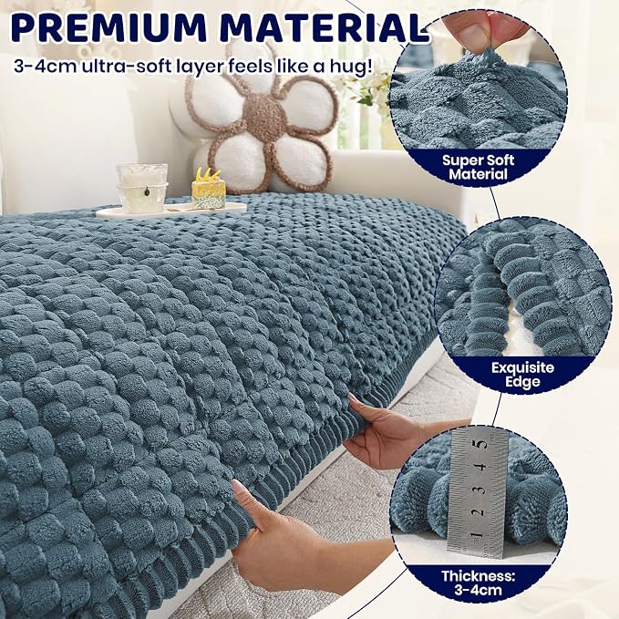 Royhom Couch Cover for Dogs Washable, Soft Thick Pet Couch Covers for Sofa, Pawcart Couch Protector Pet Friendly, Furniture Covers Dog Mat for Couches and Sofas (Blue, 27.6 x 82.7 Inch) - Image 5