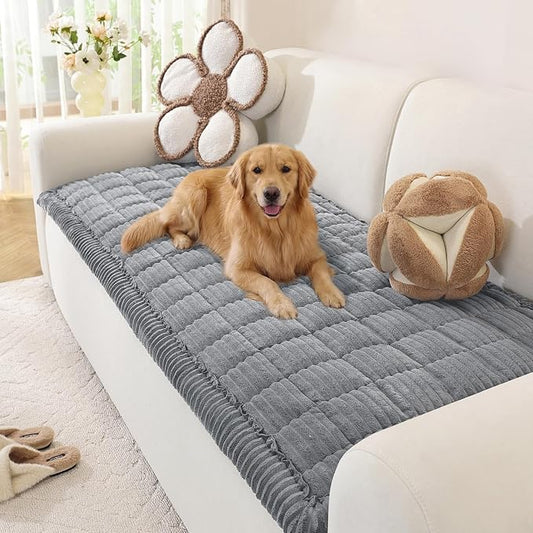 OstepDecor Couch Cover for Dogs, Washable Non Slip Sofa Cover for Pets, Soft Couch Covers for Sofa, Loveseat and Sectional, Furniture Protector Against Pet Hair & Scratches (27.6" x 82.7", Blue Grey) by OstepDecor