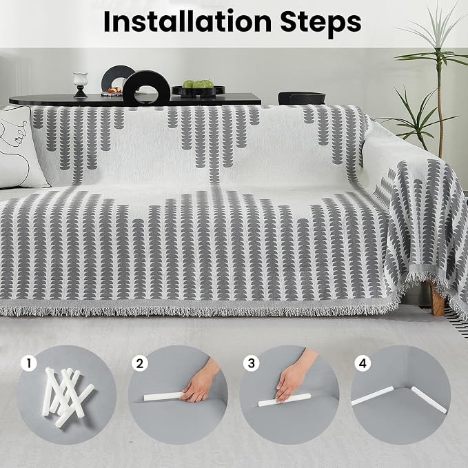 Couch Covers for Sectional Sofa, Washable Thick Chenille Sofa Covers for 2 Cushion, Multi-Use Sofa Slipcover for Dogs Pets, Reversible Modern Furniture Protector(71" x 134", Grey) - Image 5