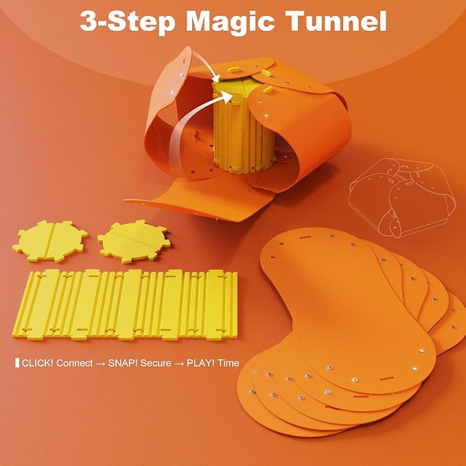 Cat Tunnel, Cat Cave for Indoor Cats Bed,Scratch Resistant Cat Toys for Medium Large Cats Hide and Seek Toy (Amber Orange) - Image 6
