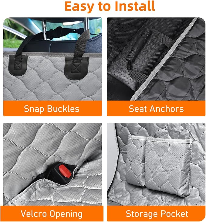 PETICON Dog Car Seat Cover for Back Seat, Waterproof Dog Hammock for Pets | Zippered Design Allows Passenger Seat Access, Mesh Window for Pet View, 600D Oxford, Prevents Scratches, Hair, Mud, and Dirt - Image 7