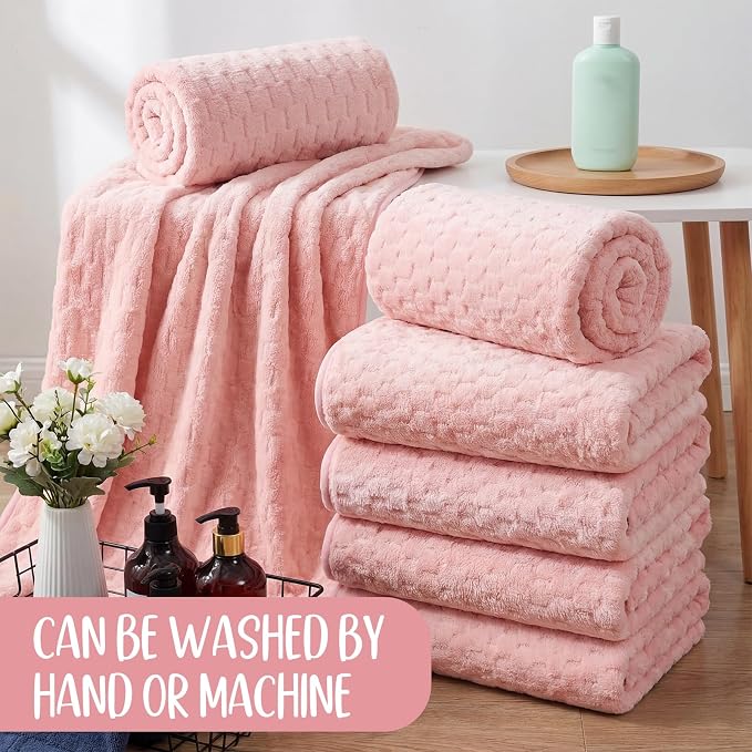 SmoothNovelty 8 Pack Microfiber Bath Towels Bulk 27'' x 60'' Oversized Bath Towel Highly Absorbent Extra Large Shower Sheets Soft Drying for Beach Pool Bathroom Salon Party(Pink) - Image 4