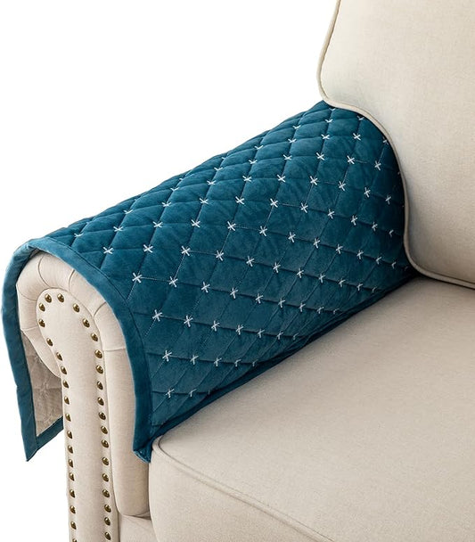 Eismodra Armrest Covers,Couch Cover,Sofa Cover,Backrest Covers,Anti-Slip Armchair Slipcovers for Dogs Cats Pet Loveseat Recliner Leather L Shaped,Blue 28 x 28 Inches (Only 1 Piece) by Eismodra