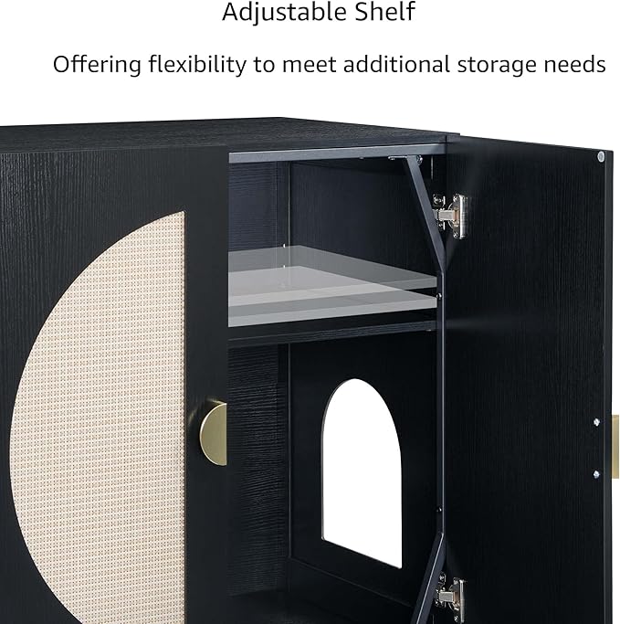 unipaws Tall Cat Litter Box Enclosure for Tall or Top Entry Litter Box | Hidden Litter Box Cover with Shelves, Kitty Enclosed Litter Box Cabinet, Cat Box Furniture - Image 6