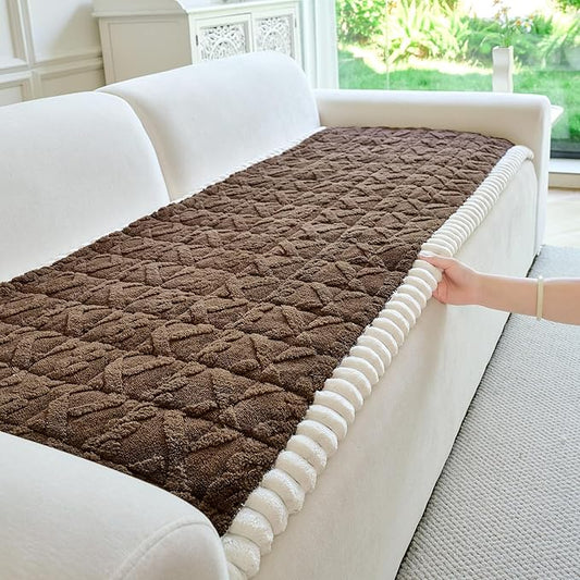 Fuzzy Couch Covers for Dogs, Non Slip Thick Dog Couch Cover Protector, Plush Pet Couch Covers for Sofa Washable, Soft Sofa Cushion Slipcovers Pet Friendly(1PC, Brown, 27.6”x82.7”) by PJLZJFBY