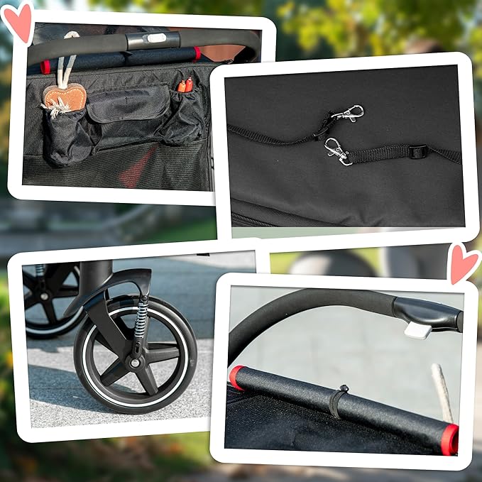 PawHut Dog Stroller for Large Medium Small Dogs up to 66 Lbs. 23.5" in Body Length, One-Click Foldable Pet Cat Stroller with Storage, Shock Absorption Wheels, Mesh Window, Safety Leash, Black