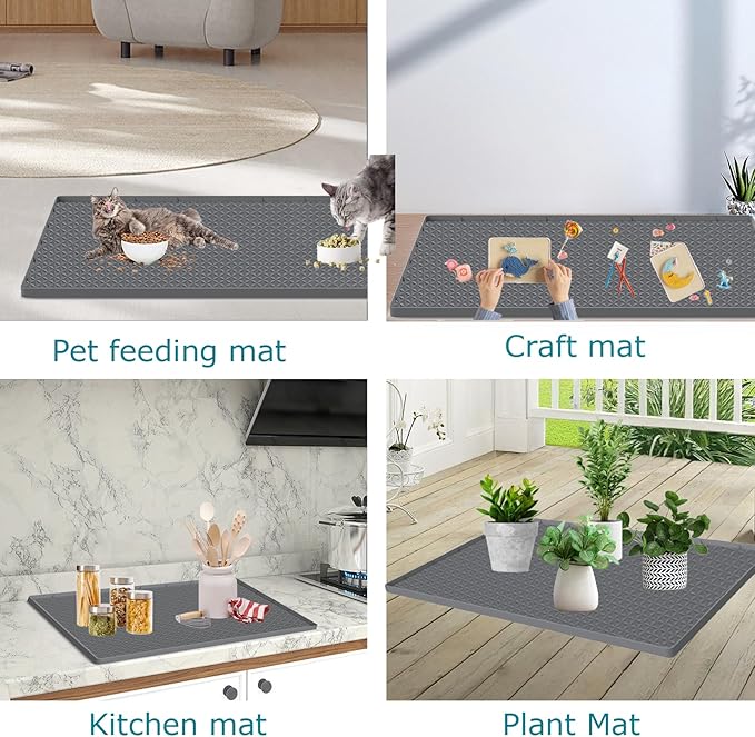 Cat Litter Mat for Litter Box, Silicone Large Cat Litter Trapping Mat - 51.2x25.6 in, Waterproof & Non-Slip, Durable & Easy Clean, Gray - Image 5
