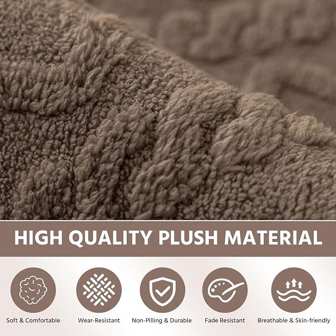 OTOB Non-Slip Couch Armrest Covers for Sofa, Washable Plush Sofa Arm Cover, All Season Soft Geometric Jacquard Armchair Slipcovers Cozy Pet Recliner Couch Protector, 1 Piece (Chocolate, 27.6"x27.6") - Image 3