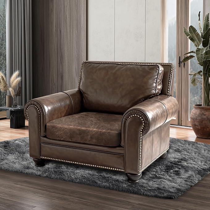 ANARACHON Leather Look Couch Cushion Covers Sofa Seat Slipcovers Sets Couches Furniture Protector for Sectional Armchair Loveseat Pets Kids Stretch Spandex Fabric (1 Cushion Armchair, Light Brown) - Image 8