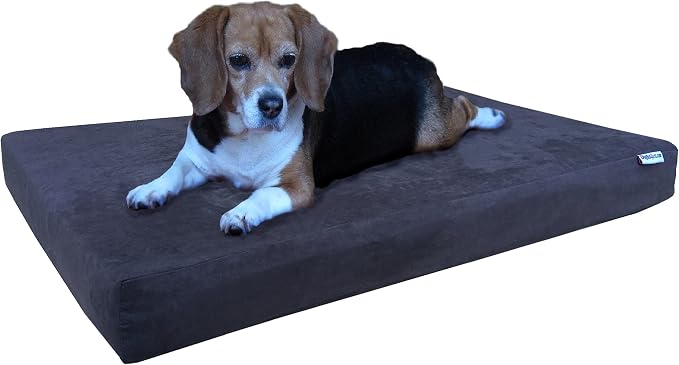 Dogbed4less Orthopedic Gel Memory Foam Pet Dog Bed, Waterproof Liner with Microsuede Cover and Extra External Case (Microsuede in Espresso, 37X27X4 Inches Medium Large) by Dogbed4less