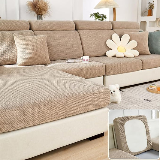 Couch Cushion Covers & Couch Cover for Sectional Sofas, Reversible Non-Slip Sofa Slipcovers, Washable Pet Proof Home Decor Protector (Light Coffee, Chaise Cover) by Unknown