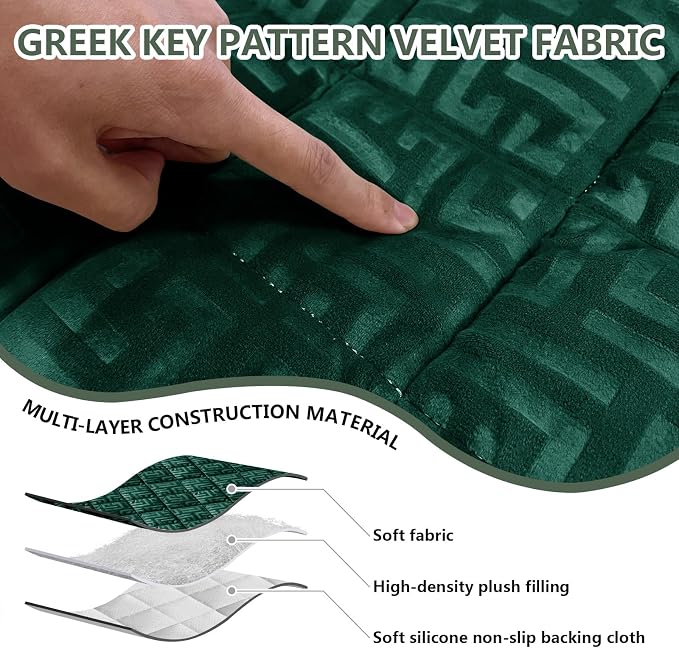 Paw Cart Couch Cover Caravan Quilted Sofa Topper Greek Key Pattern Washable Non Slip Soft Pet Protector for Any Type of Couch (Green,W 94“ x D 28” 1 Piece) - Image 5