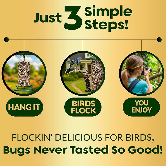 Bugs, Nuts & Berries Bird Seed Cylinders with Hole - USA Made - 2 Pack | Mealworms, Nuts & Berries Blend, Protein Rich, Cylinder Bird Seed, No Filler, Attract Wild Birds, Natural Ingredients, 1.5lbs - Image 8