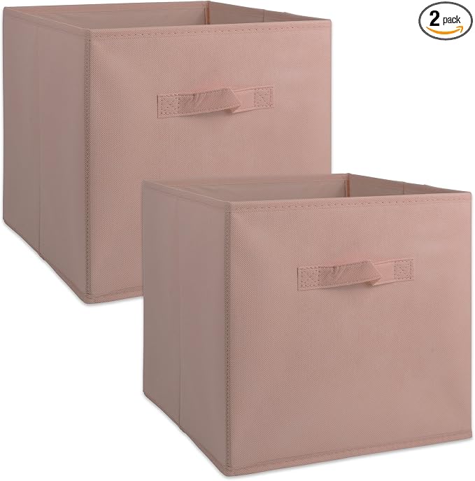 DII Collapsible Storage Organizer Bin, Large, 13" Cube, Pink, 2 Count by DII