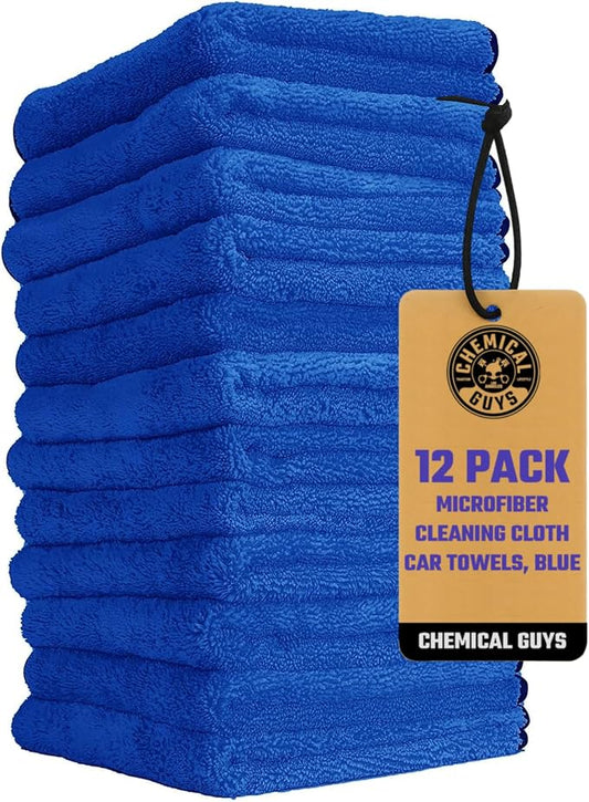 Chemical Guys, Professional Microfiber Towels, 16 x 16 in, Blue, 12 Pack | Ultra-soft, scratch-free towels to buff wax, dry panels and clean glass and interiors, machine washable by ChemicalGuys