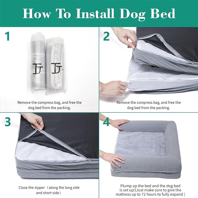 TJSOULER Orthopedic Dog Beds for Large Dogs,Waterproof Lined Egg Crate Foam Pet Bed Mat with Removable and Washable Cover and Non Slip Bottom,Dog Sofa Bed - Image 6