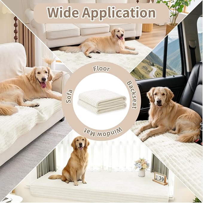 100% Waterproof Couch Covers for Dogs, 35"×63" Washable Couch Cover, Non Slip Sectional Couch Covers for 3 Cushion Sofa Cover Pet Friendly, Cat and Dog Couch Bed Cover- Off-White - Image 6