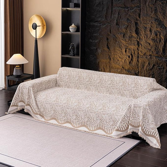 ROOMLIFE Couch Cover 3 Cushion Sofa, Washable Non Slip Furniture Sofa Protector Cover, Soft Chenille Sofa Slipcovers Sectional L Shape Dogs Couch Cover Throw Blanket with Tassels 71''X134'' by ROOMLIFE