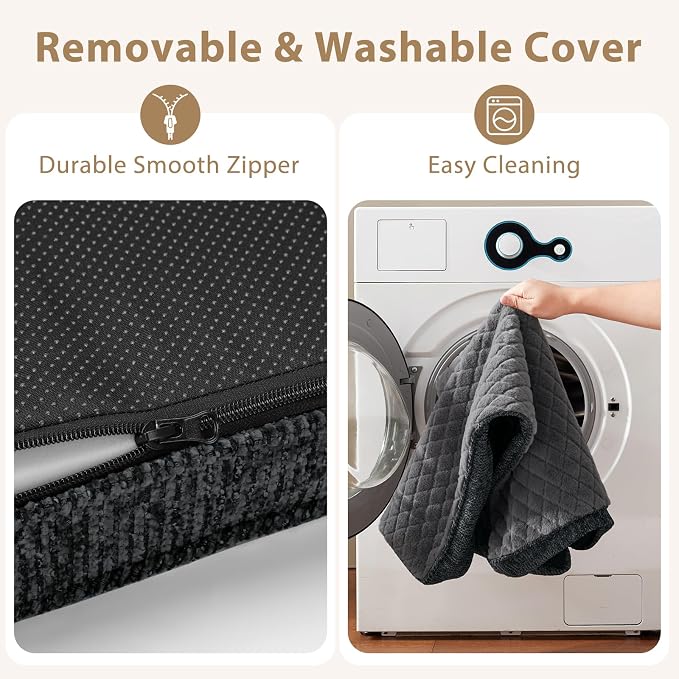 JOEJOY Orthopedic XL Dog Bed for Large Dogs, Waterproof Dog Bed for Crate with Washable Removable Cover, Extra Thick Egg-Crate Memory Foam Pet Beds, Grey, 41"x27" - Image 8