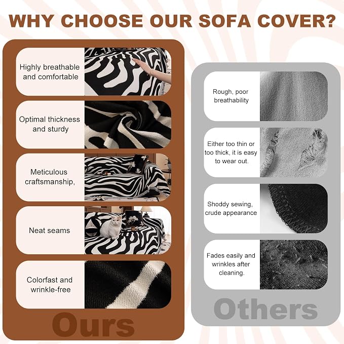 ROOMLIFE Leopard Couch Cover Boho Sofa Covers for 3 Cushion Couch Washable | Furniture Protector Sofa Couch Cover for Dogs, Soft Breathable Sofa Slipcover, Couch Throw Blankets with Tassels 71''X150'' - Image 4