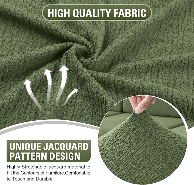 Sectional Couch Covers Stretch Cushion Covers Washable Wear-Resistant Universal Sofa Slipcovers Furniture Protector Separate Seat Chaise Couch Cover (Green, 2 PC Armrest Covers) - Image 4