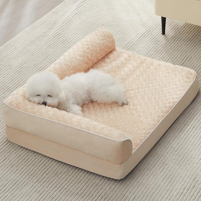 BFPETHOME Washable Orthopedic Dog Bed for Medium Dogs, Waterproof Sofa Bed | 30x20 Inch Deluxe Plush Rose Velvet Washable Cover, Egg Crate Foam Support, Waterproof Lining, Non-Slip Bottom, Senior Dogs - Image 7