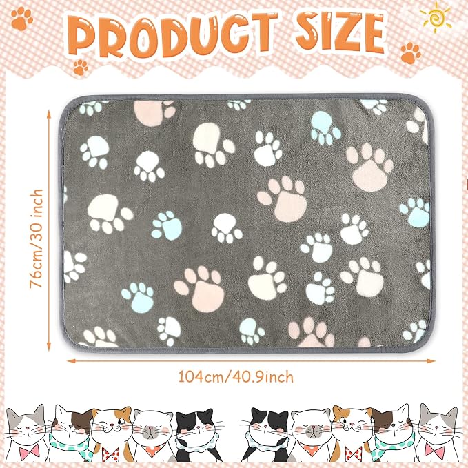 Tatuo 4 Pack Fleece Dog Blankets for Puppy Cats Multi-Size Sleep Mat for Pet Guinea Pig Soft Washable Warm Crate Bed Puppy Teething Toys Print Pattern Blanket Indoor(Dark Gray,41 x 30 Inch,Paw) - Image 5